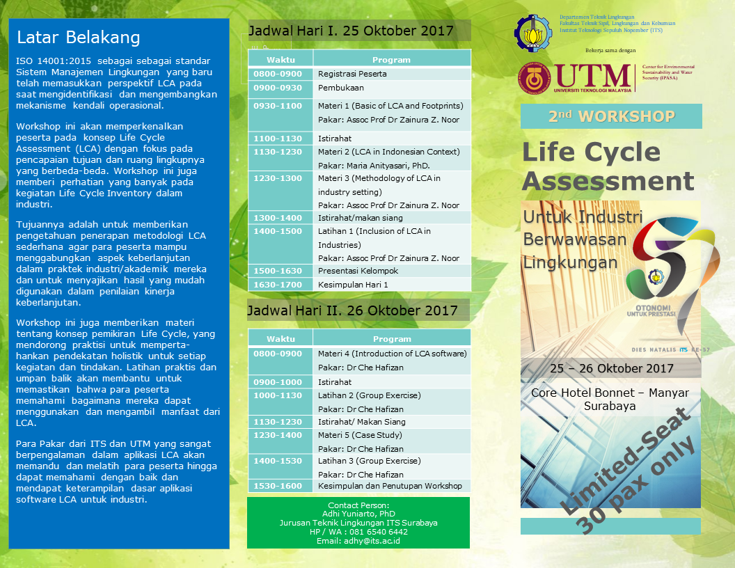 2nd Workshop “Life Cycle Assessment untuk industri berwawasan lingkungan”.